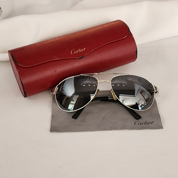 Cartier Santos Dumont Edition Sunglasses 135 Gold Aviator Sunglasses - Picture 1 of 6